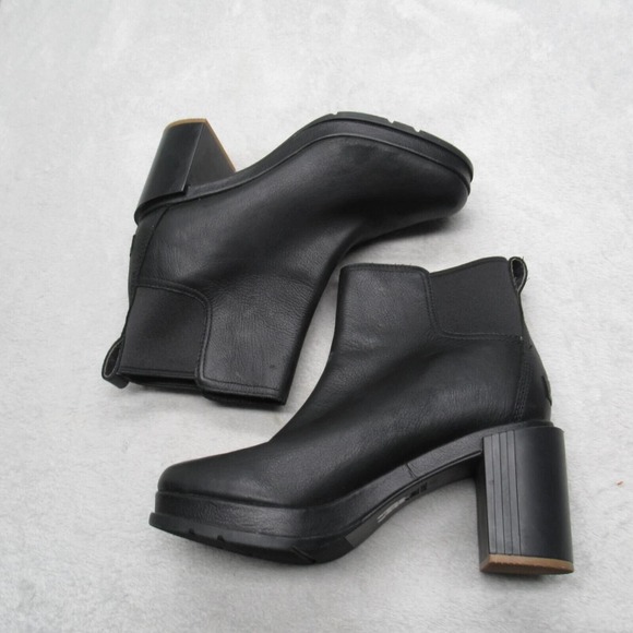 Sorel Blake Heel Boots Womens 9.5 Black Leather Waterproof‎ Block Chelsea Bootie - Picture 1 of 16